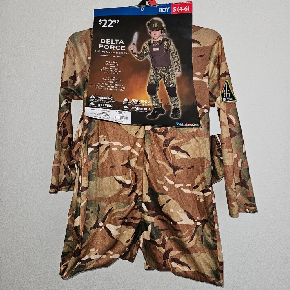 Delta Force Camouflage Halloween Costume Boys Small 4-6 VEST HELMET NOT INCLUDED